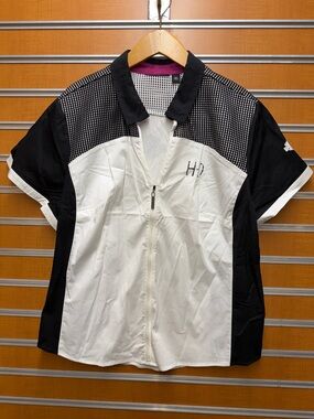 Harley-Davidson Black and White Short Sleeve Zip Polo